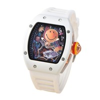 Montre personnalisée pour homme 8011, cadran de montre de style spatial avec design creux et logo de marque Desi à la mode, personnalisable.gn.