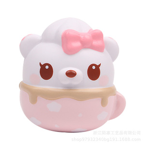 Tea Cup <b>Bear</b> White PU Foam Slow Rebound Fidget Toy <b>Cute</b> Stress Relief Decor Gift - Product Image 1