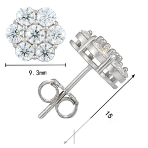 Iced Out Straight Post Moissanite Stud <b>Earrings</b> 925 Sterling Silver VVS Push <b>Back</b> Butterfly Friction <b>Back</b> Everyday Bling - Product Image 1