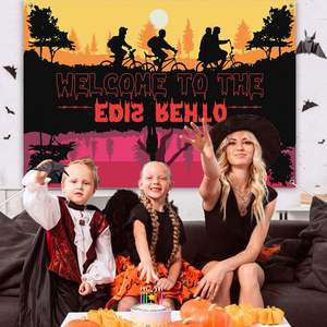 Décorations de fête d'anniversaire Stranger, Bannière de bienvenue « Welcome to the Other Side », Fond de scène Forêt d'<span class=keywords><strong>horreur</strong></span>, Halloween personnalisable - Product Image 4