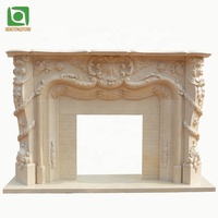 Cheminée décorative en pierre sculptée à la main en marbre blanc naturel