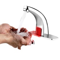 Robinet de salle de bain contemporain à capteur tactile AC, mitigeur monotrou automatique électronique à économie d'eau