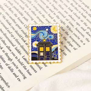 ゴッホ風の抽象的な金属ブローチ幾何学的なアートフレームピンジャケット & バッグ印刷技術ウエストクリップ - Product Image 3