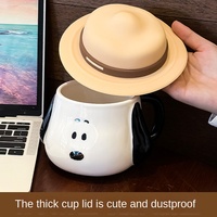 Mug en céramique de dessin animé pour filles, mignon, résistant aux hautes températures, avec couvercle et poignée, cadeau d'anniversaire