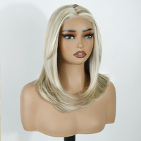 Perruque Bob avec frange pour femme, petite, 16 pouces, synthétique, moderne, lisse, avec dentelle frontale, pour cosplay, remplacement capillaire naturel, pour usage quotidien, amusant ou pour fêtes