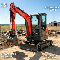 Mini-excavatrice compacte de 4 tonnes, petite machine de terrassement pour la remise en état des terres agricoles, marque chinoise