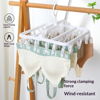 Séchoir à chaussettes pliable en plastique, multi-clip, spécial vêtements de bébé, pour dortoir, balcon, sous-vêtements, avec pinces à chaussettes sans couture