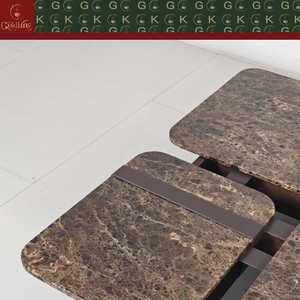 Table basse modulaire contemporaine GOLDKING en marbre brun veiné, design modulaire emboîtable, fabrication artisanale, OEM ODM direct - Product Image 5