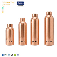 Bouteille d'eau isotherme en acier inoxydable sans BPA, 350 ml et 500 ml, en cuivre, à double paroi, étanche, à goulot étroit, pour la rentrée scolaire et le bureau
