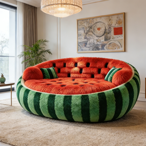 Canapé-lit en peluche en forme de pastèque, canapé rond géant moelleux, meubles de fruits originaux et créatifs pour la décoration du salon - Product Image 5