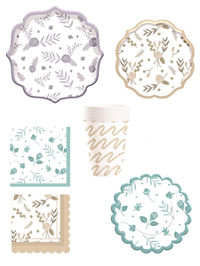 DAMAI Floral Party Supplies Vintage Floral Paper <b>Plates</b> Set With Gold Rim Floral Disposable <b>Plates</b> for Baby <b>Shower</b> Decorations - Product Image 3