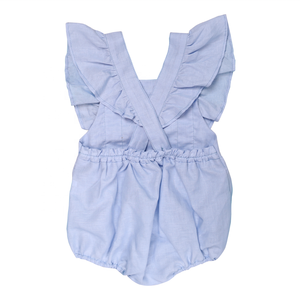 Barboteuse à volants pour petites filles, vêtement en lin et coton, boutons à bulle, vente en gros, tenue mignonne, unie, pour nouveaux nés, grenouillère, 2020 - Product Image 6