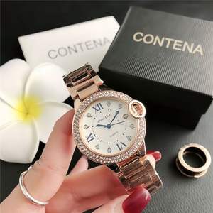 Reloj de pulsera de cuarzo premium de acero inoxidable de lujo para mujer, estilo Felgen, con diamantes incrustados, estilo moissanita. - Product Image 1