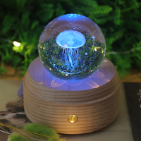 Lampe Led en cristal 3D avec Base en bois RGB, nouveau modèle, luminaire décoratif d'intérieur, 7 couleurs de lumière, avec boîte à musique, idéal pour un cadeau de noël