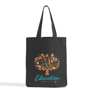 Sacs fourre-tout promotionnels en toile de coton noire pour activités communautaires, vente en gros, sacs d'épicerie personnalisés avec logo imprimé - Product Image 2