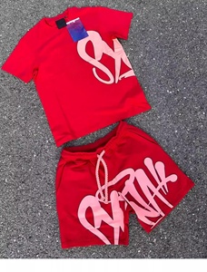 Ensemble décontracté sportswear SYNA WORLD 2026 US Fashion en coton sergé 100% pour homme, style streetwear hip-hop ample, été, manches courtes - Product Image 3