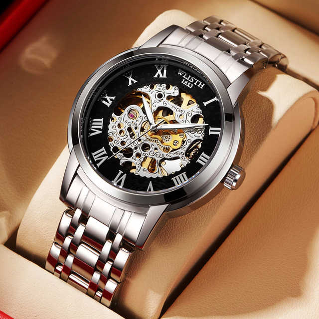 High End Business Men's Watch, Luminous, Waterproof, Hollowed Out Fully Automatic Mechanical Watch, Fashionable and Popular Men'