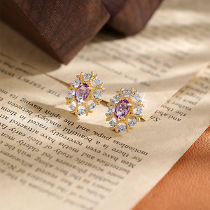 9 Dainty 925 Silver Gold Plated Two Tone Stud <b>Earrings</b> Trendy Wedding Luxury 4*6mm Oval Cut Natural Stone Colored Gemstone - Product Image 5