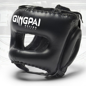 <span class=keywords><strong>Casco</strong></span> <span class=keywords><strong>de</strong></span> <span class=keywords><strong>Boxeo</strong></span> GINGPAI Profesional <span class=keywords><strong>de</strong></span> Cuero con Cobertura Total para Adultos Hombres y Mujeres, Protección <span class=keywords><strong>de</strong></span> Nariz con Viga para Combate Sanda, Cara Completa - Product Image 1