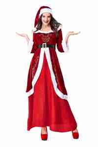 2025 nouveaux styles meilleure vente vin rouge longue robe <span class=keywords><strong>costume</strong></span> de noël pour les femmes - Product Image 3