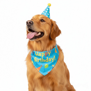 مخصص فاخر مهرجان الكرتون البوليستر الحيوانات الأليفة باندانا قبعة مريلة المطبوعة تصميم حلو للاحتفال بعيد ميلاد الكلب إكسسوارات وشاح - Product Image 2