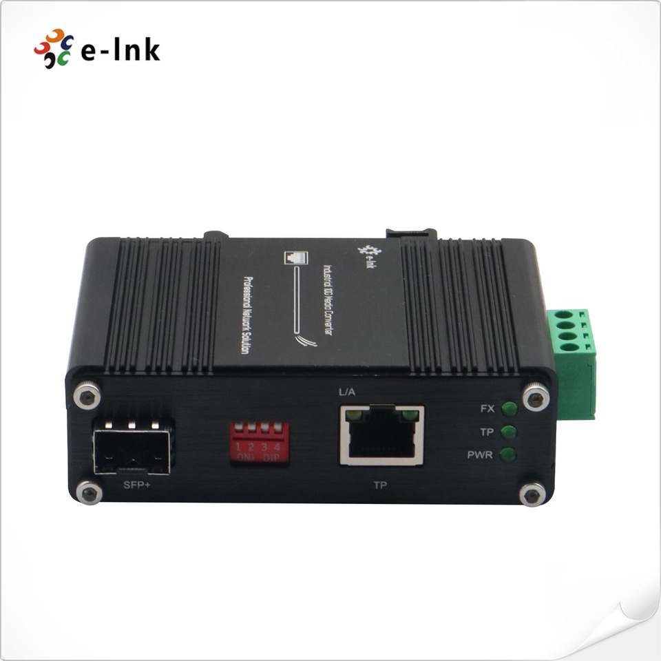Industrial Multi-Gig to 10G SFP+ Media Converter 2.5G/5G/10G BASE-T RJ45 to 10GbE Fiber | with 802.3at PoE+ PD & DIN-Rail Mount