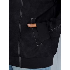 Womens PU Leather Bomber Jacket Oversized Full Sleeve Plus Size Zip Up Motorcycle Style Fall <b>Winter</b> Outerwear - Product Image 6