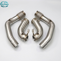 Système d'échappement Rytan en acier inoxydable 304 avec tuyaux droits à commande électronique et collecteur de descente brossé pour BMW M5 F90 4.4T