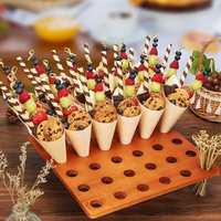 Ensemble de présentoirs coniques en bois personnalisés pour apéritifs, plateau de service pour buffet, support pour frites et desserts