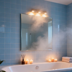Large Frameless Wall <b>Mirror</b> for Bathroom Contemporary Design <b>Silver</b> Tempered Glass Wall Mounted Home Decor Supply - Product Image 1