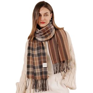 Écharpe en cachemire à rayures et à carreaux Jingmi OEM <span class=keywords><strong>Chal</strong></span> De Lana, nouvelle mode, pour femmes - Product Image 1