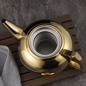 Théière en acier inoxydable doré 1L 1,5L 2L avec couvercle pour servir le thé, origine Chaozhou - Product Image 3