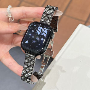 Correas de Reloj de Aleación de Lujo con Diamantes Brillantes para <span class=keywords><strong>Apple</strong></span> <span class=keywords><strong>Watch</strong></span> Series 11 10 40 42 46 49mm, Brazalete de Cadena en Forma de Abanico - Product Image 2