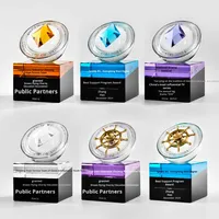 Nouveau trophée en cristal haut de gamme pour la personnalisation, trophée en cristal rond ciel étoilé, élégant et haut de gamme, cérémonie de remise des prix d'entreprise