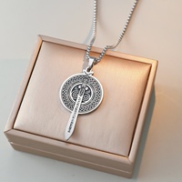 Collier pendentif en acier inoxydable 316L PVD avec runes de calligraphie, amulette de guerrier Viking Vanir Frey, bijoux de mode, vente en gros