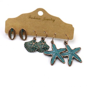 Vintage Alloy <b>Drop</b> Earrings Star Shell Design Antique <b>Bronze</b> Plated Women's Fashion Jewelry Party Wear - Product Image 5