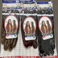 Extensions de cheveux synthétiques bouclés à la française, lots de mèches ondulées, tissage lâche, 22 pouces, 4 pièces/paquet, cheveux à tresser bouclés à la française