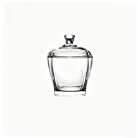 Pot à sucre en verre vintage en gros, pot de rangement carré transparent créatif de 250 ml avec couvercle métallique pour biscuits, lait et gelée