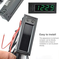 Kit de véhicule 3 en 1 12V, thermomètre, voltmètre, horloge, affichage numérique LED, voltmètre automatique, pièces intérieures, voltmètre de tension