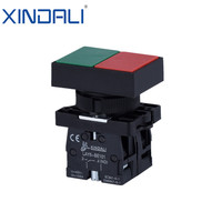 Interrupteur à bouton-poussoir momentané LAY5-EL8325 rouge-vert (RG) en plastique PC, double pôle, 10A 220V, NO/NC