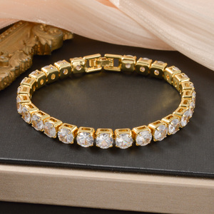 Zeadear secure snap lock wholesale custom <b>copper</b> cubic zirconia tennis women fashion premium glamorous 18k gold plated <b>bracelet</b> - Product Image 2