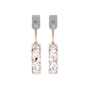 Pendientes colgantes geométricos chapados en oro rosa con engaste de bisel de cristal y diamantes de imitación para mujer, joyería de moda para fiestas - Product Image 1