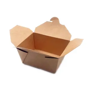 Özel etiket kutu ağartılmamış Kraft salata kağıt kap Bento kutuları çevre koruma malzemesi