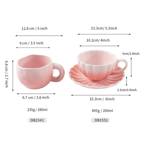 Mug à café en céramique rose dégradé de Chaozhou avec poignée, tasse individuelle pour petit-déjeuner, flocons d'avoine, logo personnalisable, emballage - Product Image 3