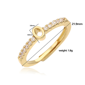 Venta al por mayor Simple 18K chapado en oro 0-9 números arábigos anillos <span class=keywords><strong>de</strong></span> dedo letra árabe anillo Zirconia cúbica anillo ajustable - Product Image 2