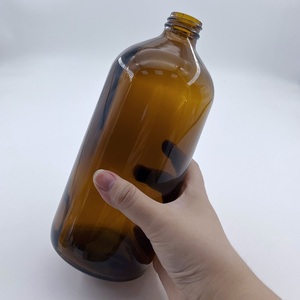 Orden <span class=keywords><strong>urgente</strong></span> Gran capacidad 1000ml Botellas de aceite esencial de vidrio Ámbar 32oz Boston Botella redonda con tapa - Product Image 4