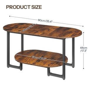 Mesa de Centro Moderna Ovalada SENYU con Tapa de Madera, Estructura Metálica y Estante de Almacenamiento para Muebles de Sala - Product Image 2