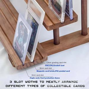 Expositor de tarjetas de béisbol de madera, estante de escritorio de 3 niveles para tarjetas de celebridades - Product Image 4