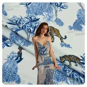 Custom printed smooth silk satin fabric digital printing 100% polyester fabric textile material for dress shirt