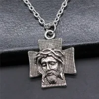 Jesus Cross Necklace WYSIWYG 28x22mm Antique Silver Plated Jesus On The Cross Pendant Necklace N2-ABD-C12464